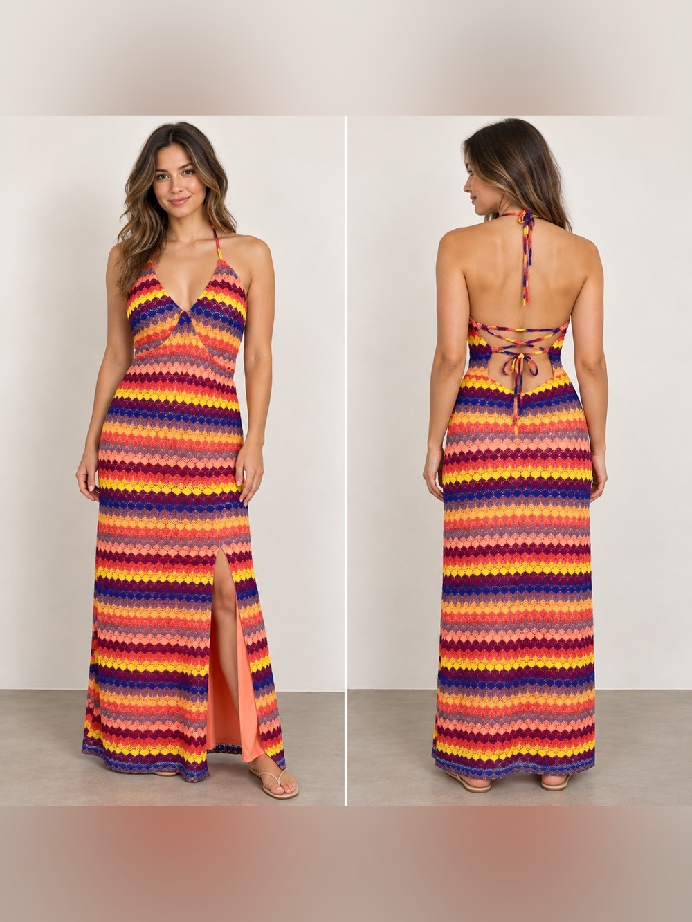 Wild Fable Crochet Halter Maxi Dress Boho XXL